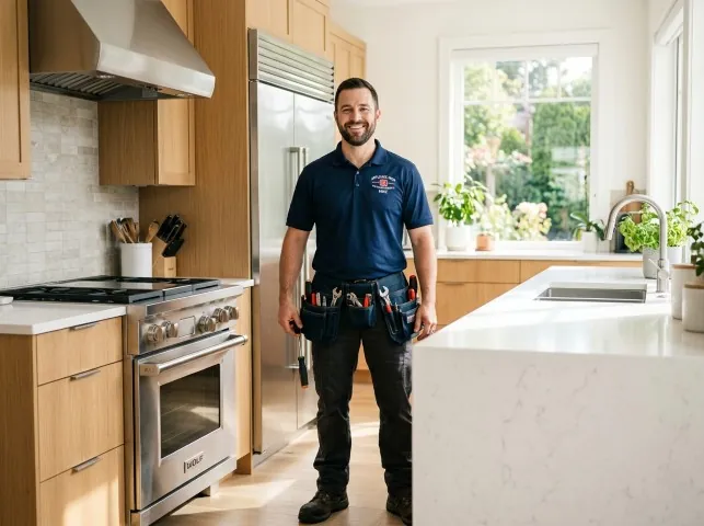 Appliance Repair Hero technician in a Caddo Mills, TX kitchen after an appliance repair